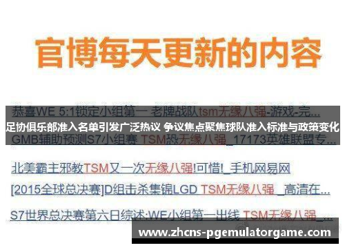 足协俱乐部准入名单引发广泛热议 争议焦点聚焦球队准入标准与政策变化