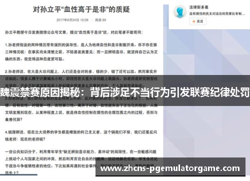魏震禁赛原因揭秘：背后涉足不当行为引发联赛纪律处罚